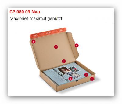 CP 080.09 Versandkartonage Maxibrief Format 350 x 250 x 50mm, braun Portooptimierte Versandverpackung 